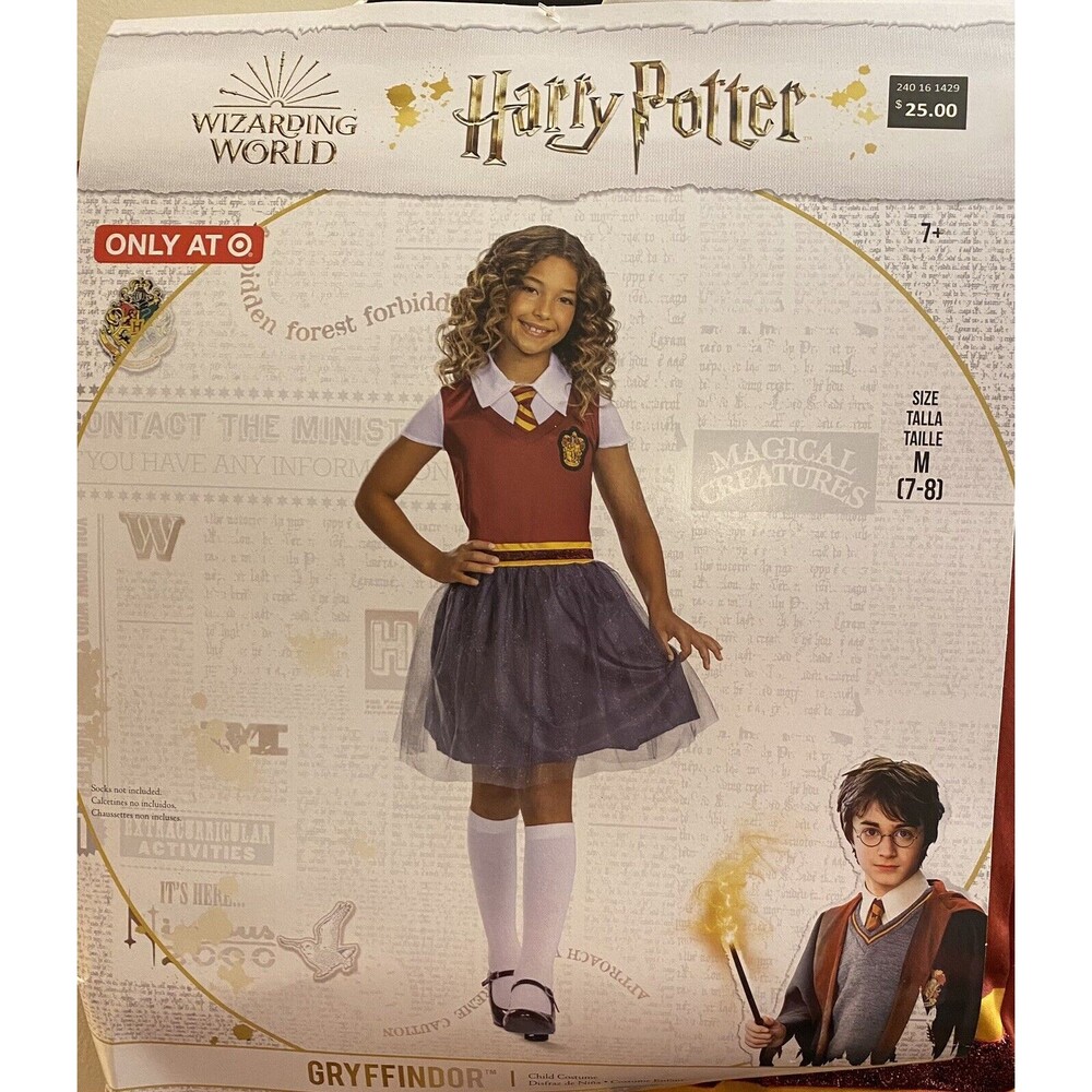NWT -Disguise Harry Potter Gryffindor Girl Glittery Tutu Dress  - Size M (7-8)